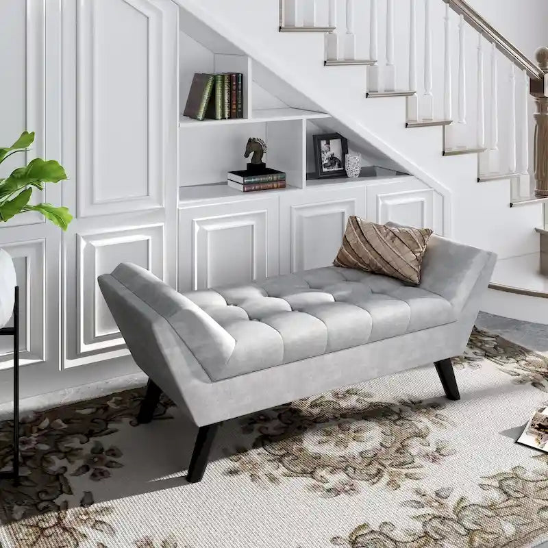 Banc de bout de lit Andeworld, banc d'entrée, pouf moderne en tissu pour couloir avec pieds en bois