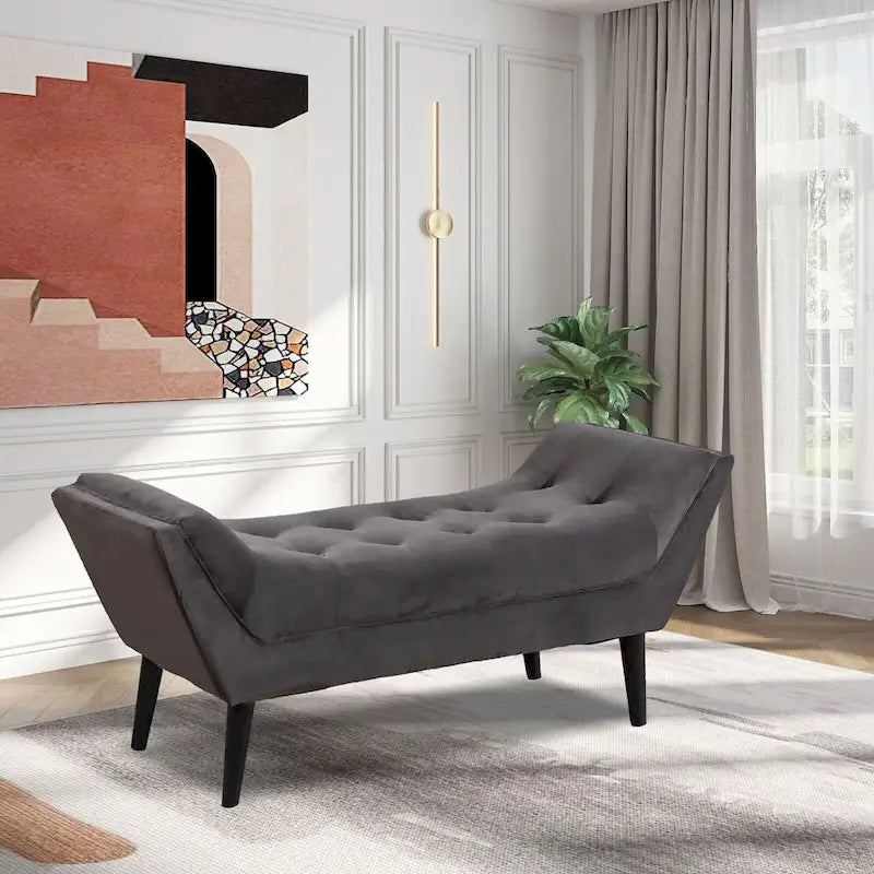 Banc de bout de lit Andeworld, banc d'entrée, pouf moderne en tissu pour couloir avec pieds en bois