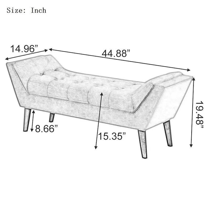 Banc de bout de lit Andeworld, banc d'entrée, pouf moderne en tissu pour couloir avec pieds en bois
