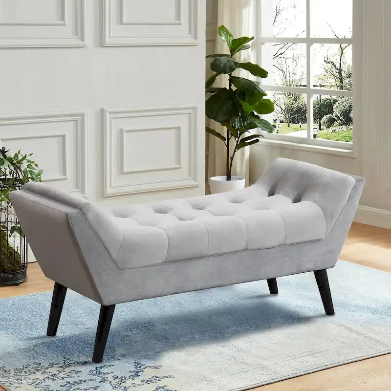 Banc de bout de lit Andeworld, banc d'entrée, pouf moderne en tissu pour couloir avec pieds en bois