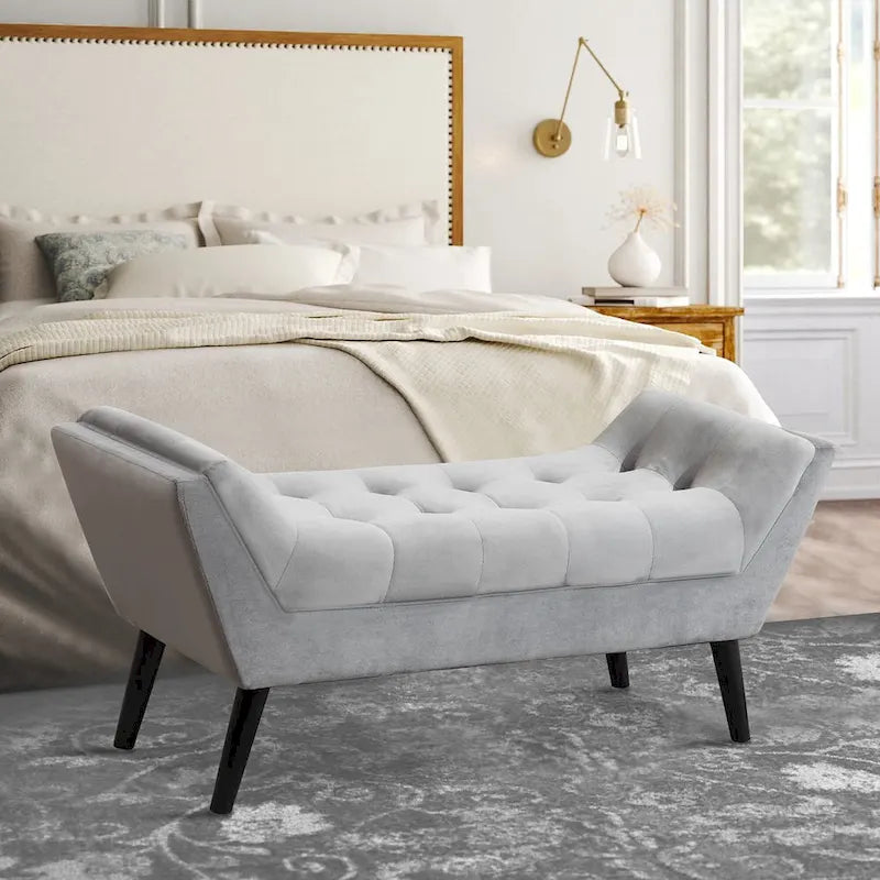 Banc de bout de lit Andeworld, banc d'entrée, pouf moderne en tissu pour couloir avec pieds en bois
