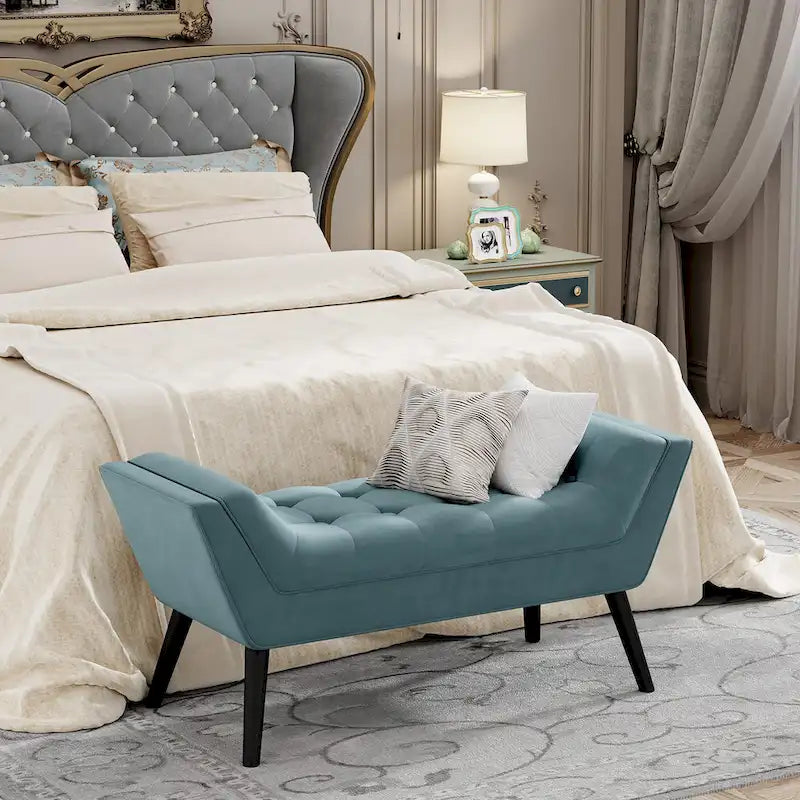 Banc de bout de lit Andeworld, banc d'entrée, pouf moderne en tissu pour couloir avec pieds en bois
