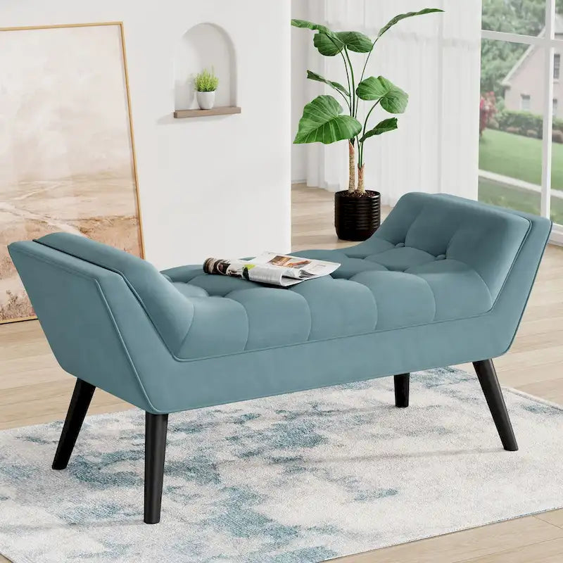 Banc de bout de lit Andeworld, banc d'entrée, pouf moderne en tissu pour couloir avec pieds en bois