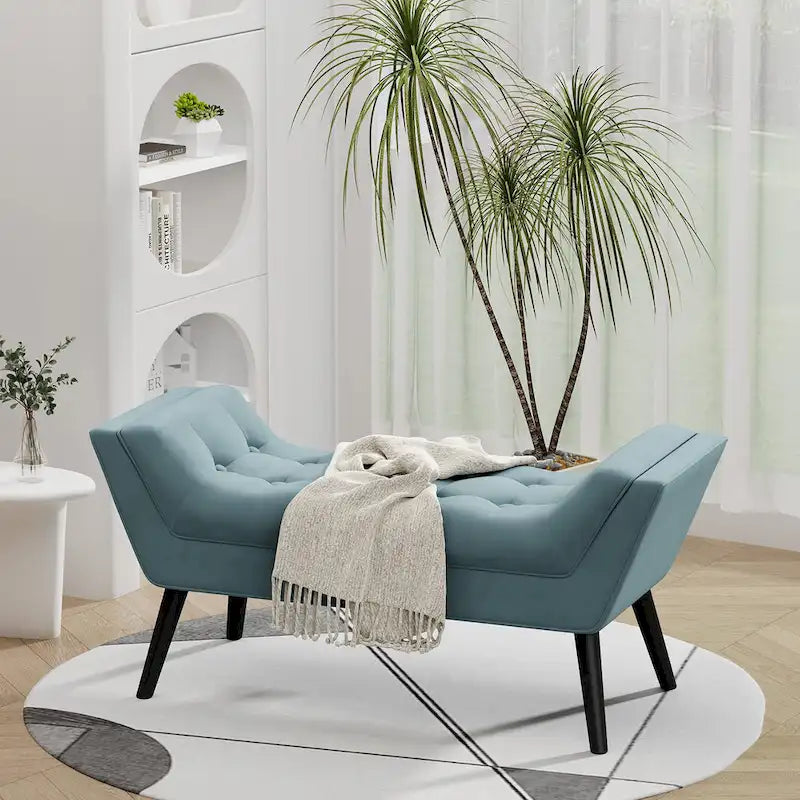 Banc de bout de lit Andeworld, banc d'entrée, pouf moderne en tissu pour couloir avec pieds en bois