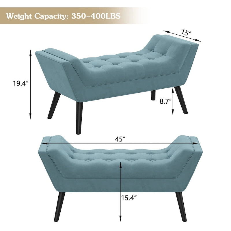 Banc de bout de lit Andeworld, banc d'entrée, pouf moderne en tissu pour couloir avec pieds en bois