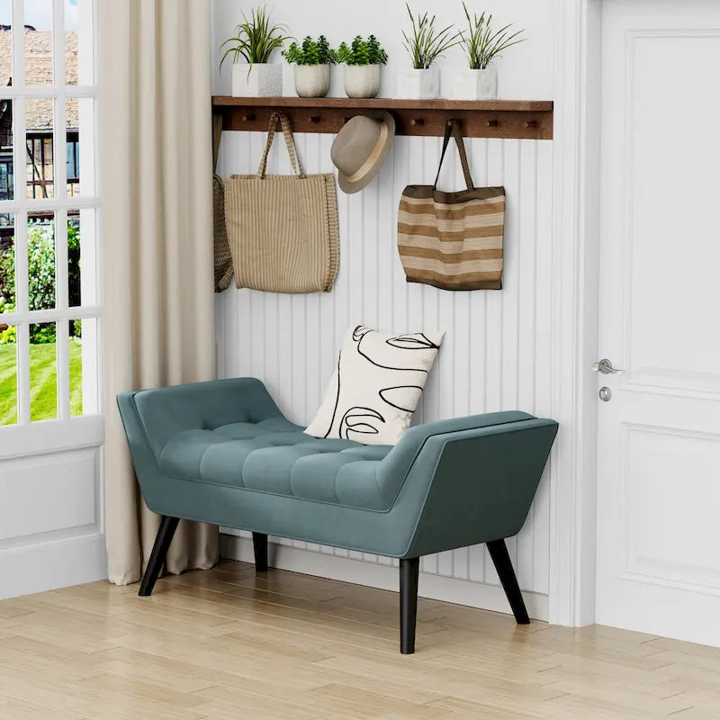 Banc de bout de lit Andeworld, banc d'entrée, pouf moderne en tissu pour couloir avec pieds en bois