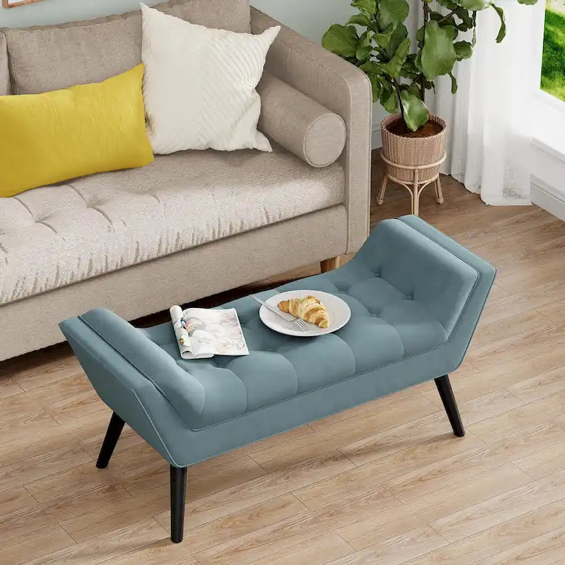 Banc de bout de lit Andeworld, banc d'entrée, pouf moderne en tissu pour couloir avec pieds en bois