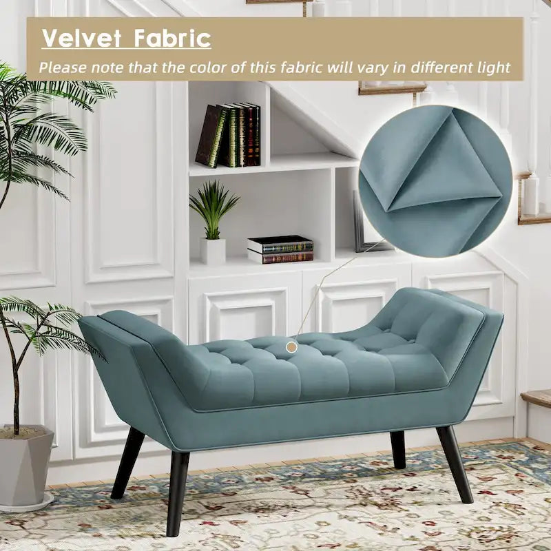 Banc de bout de lit Andeworld, banc d'entrée, pouf moderne en tissu pour couloir avec pieds en bois