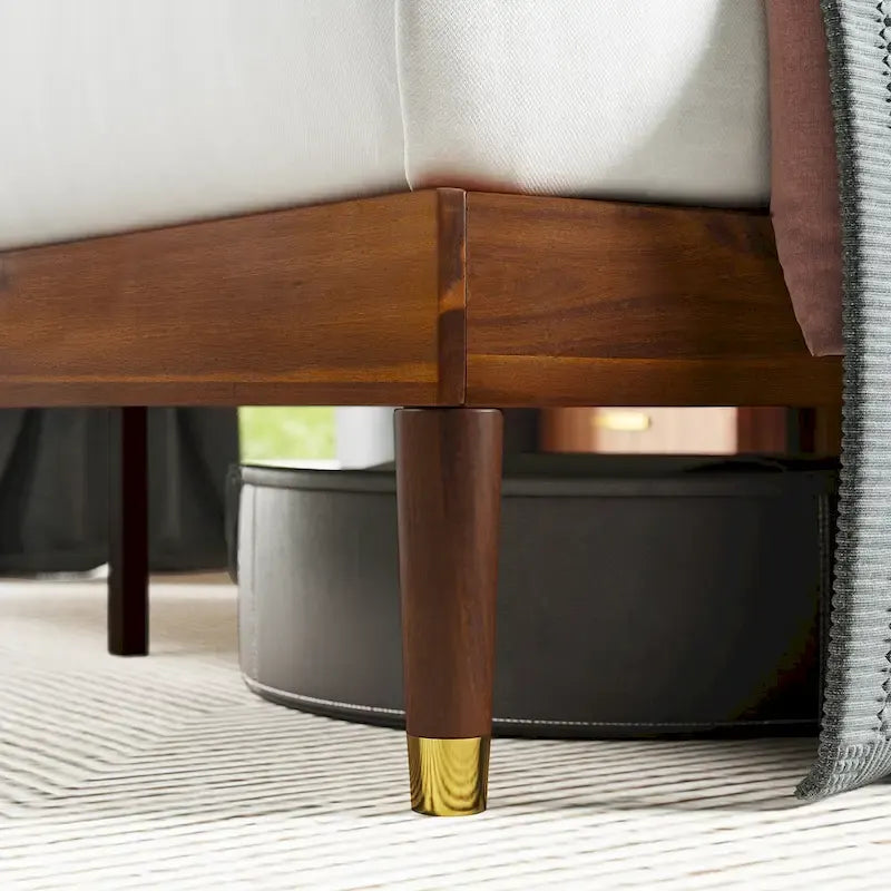 Cadre de lit plateforme en bois marron Priage by ZINUS avec tête de lit rembourrée réglable