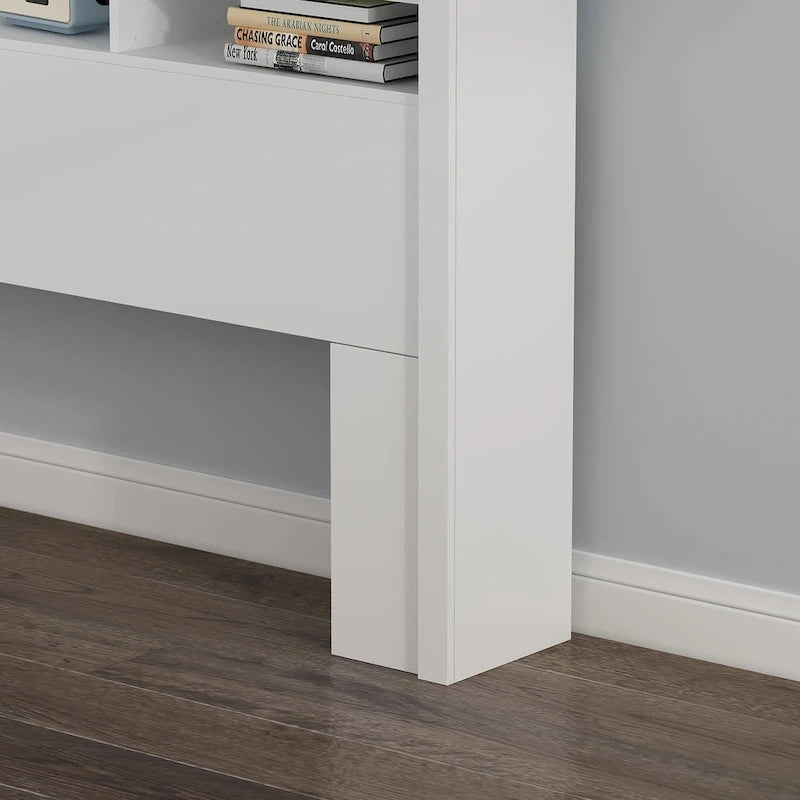 Tête de lit bibliothèque Queen Size avec trou passe-câbles et lumières
