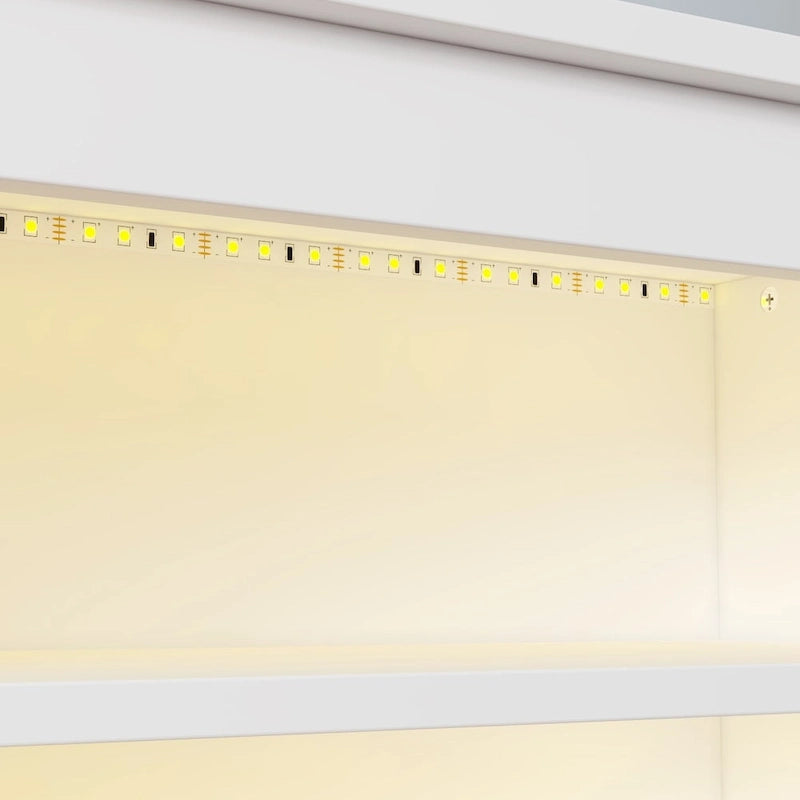 Tête de lit bibliothèque Queen Size avec trou passe-câbles et lumières