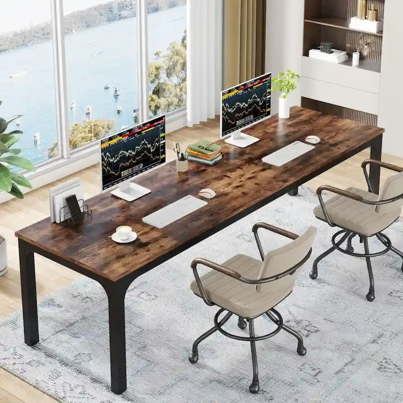 Bureau d'ordinateur extra-long de 200 cm pour 2 personnes