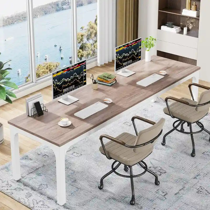 Bureau d'ordinateur extra-long de 200 cm pour 2 personnes