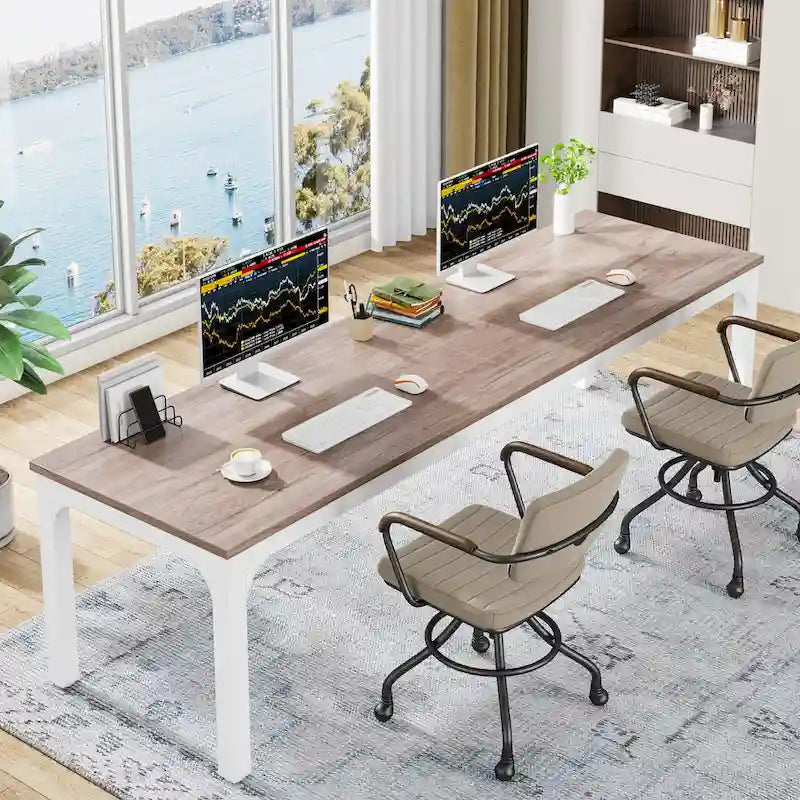 Bureau d'ordinateur extra-long de 200 cm pour 2 personnes
