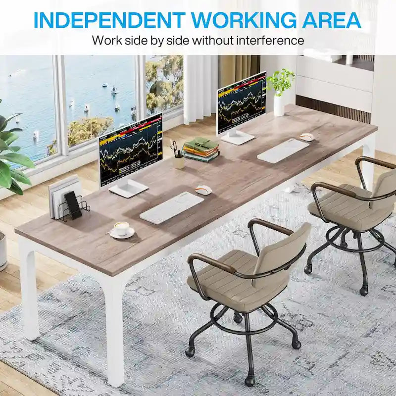 Bureau d'ordinateur extra-long de 200 cm pour 2 personnes