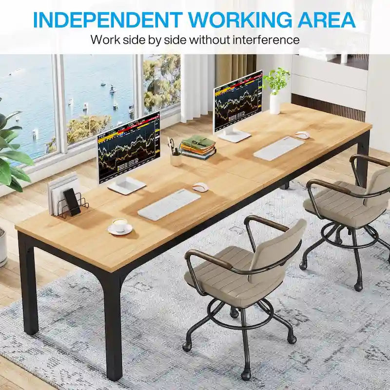 Bureau d'ordinateur extra-long de 200 cm pour 2 personnes