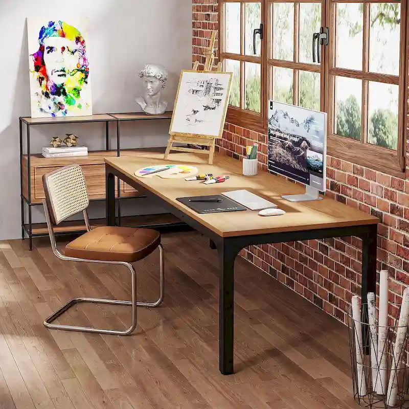 Bureau d'ordinateur extra-long de 200 cm pour 2 personnes