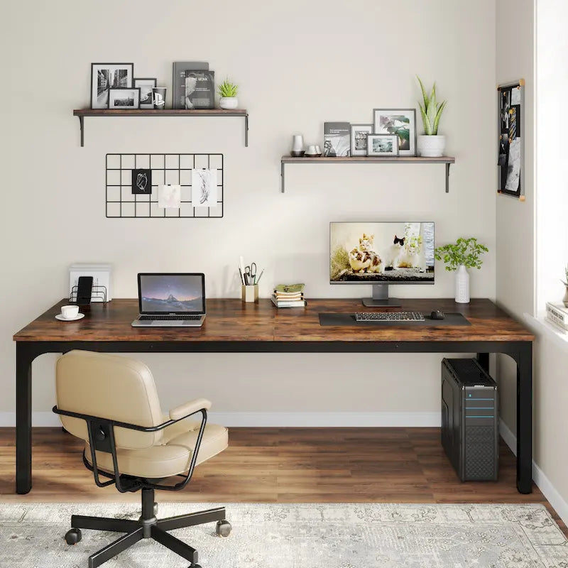 Bureau d'ordinateur extra-long de 200 cm pour 2 personnes