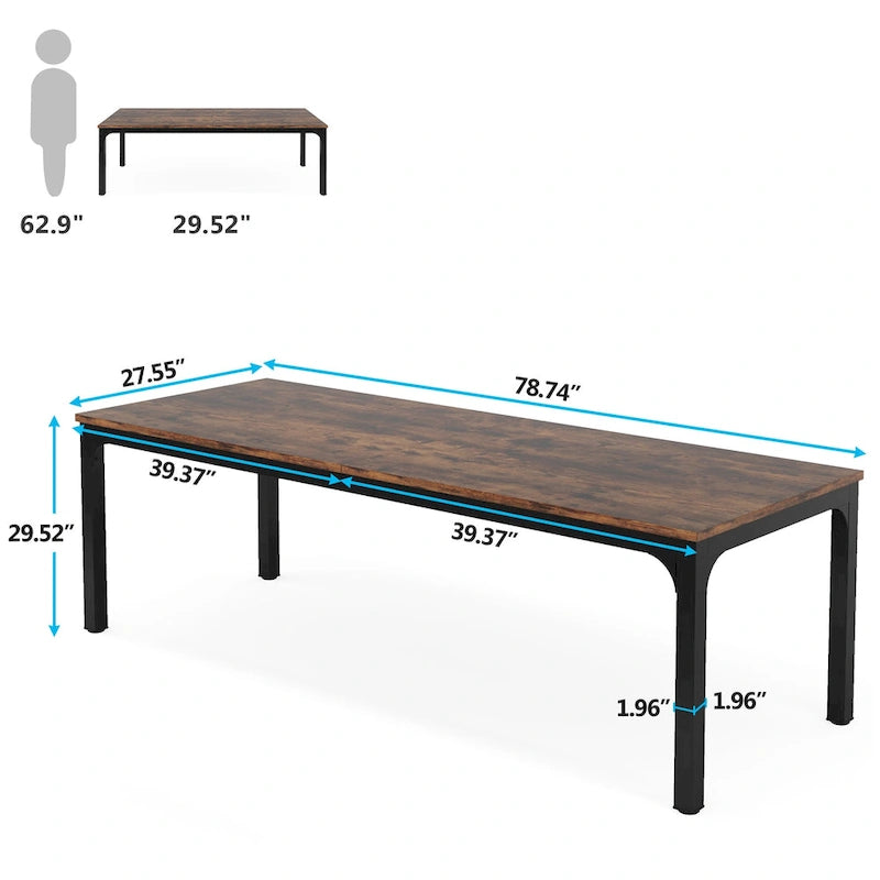 Bureau d'ordinateur extra-long de 200 cm pour 2 personnes