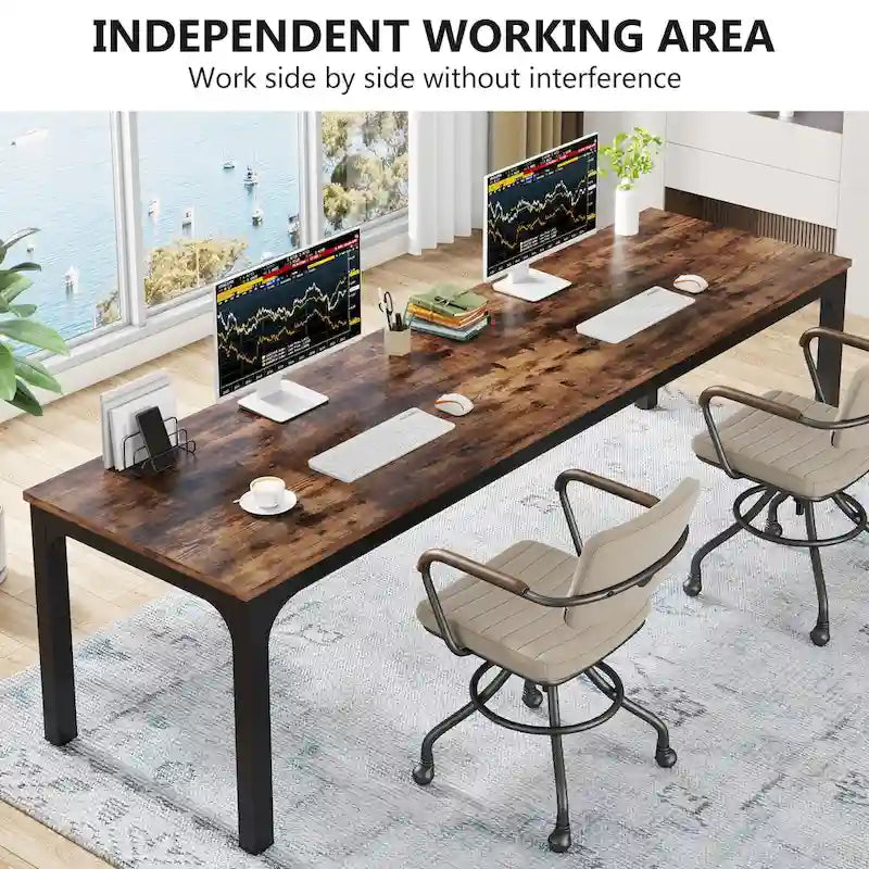 Bureau d'ordinateur extra-long de 200 cm pour 2 personnes