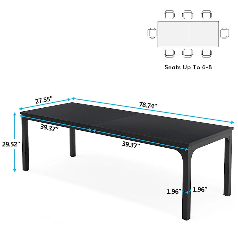 Bureau d'ordinateur extra-long de 200 cm pour 2 personnes