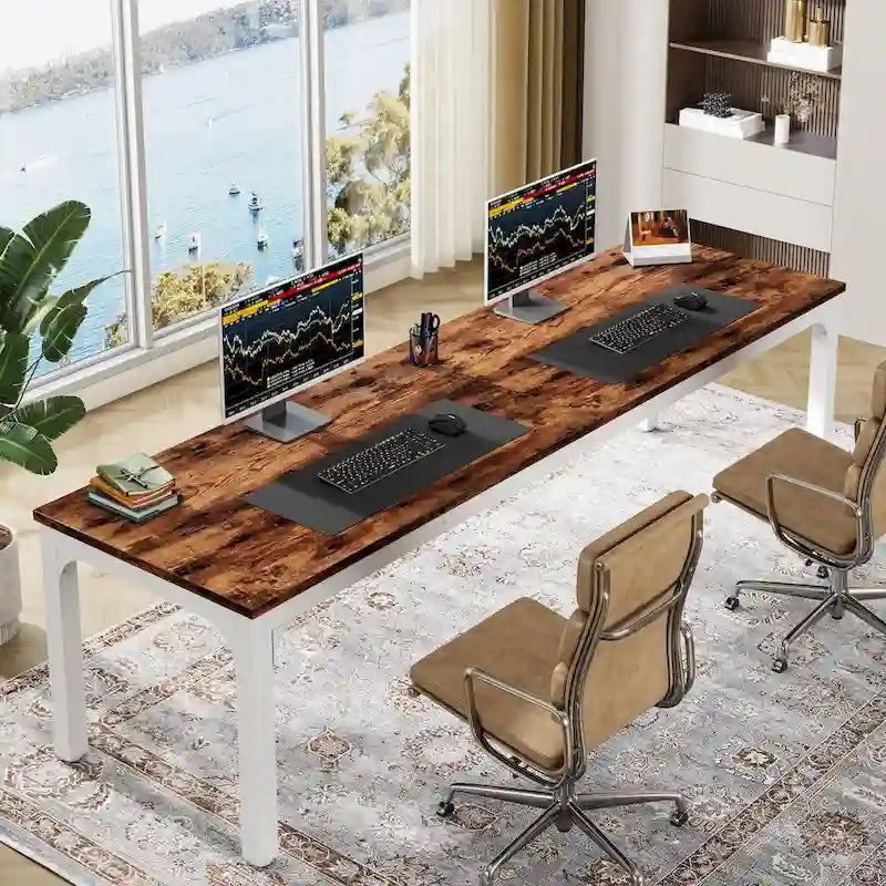 Bureau d'ordinateur extra-long de 200 cm pour 2 personnes