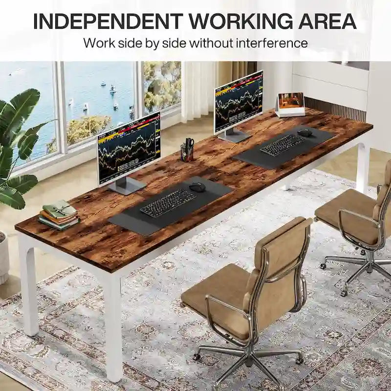 Bureau d'ordinateur extra-long de 200 cm pour 2 personnes