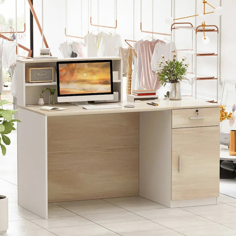 Comptoir de réception en bois avec rangement verrouillable par Timechee