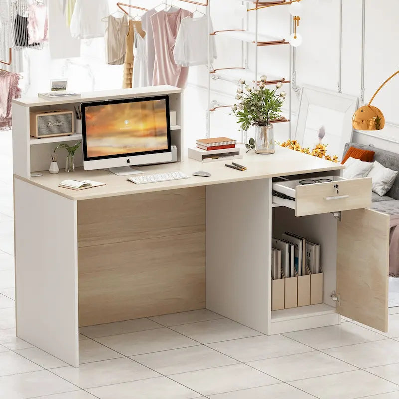 Comptoir de réception en bois avec rangement verrouillable par Timechee