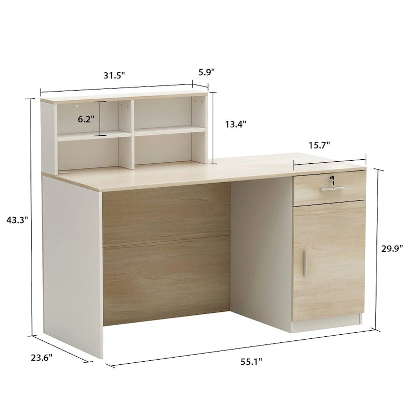 Comptoir de réception en bois avec rangement verrouillable par Timechee
