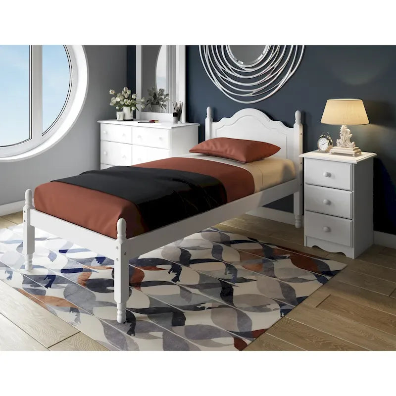 Lit plateforme avec tête de lit à panneaux Reston double en bois massif de Palace Imports