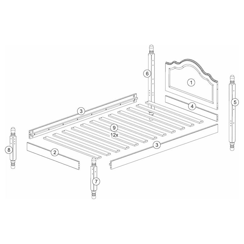 Lit plateforme avec tête de lit à panneaux Reston double en bois massif de Palace Imports