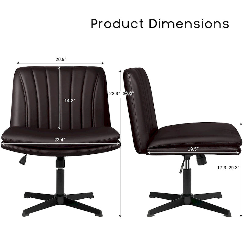 BOSSIN Chaise de Bureau sans Roues, Fauteuil de Bureau sans Accoudoirs en Cuir PU Rembourré Moderne Pivotant