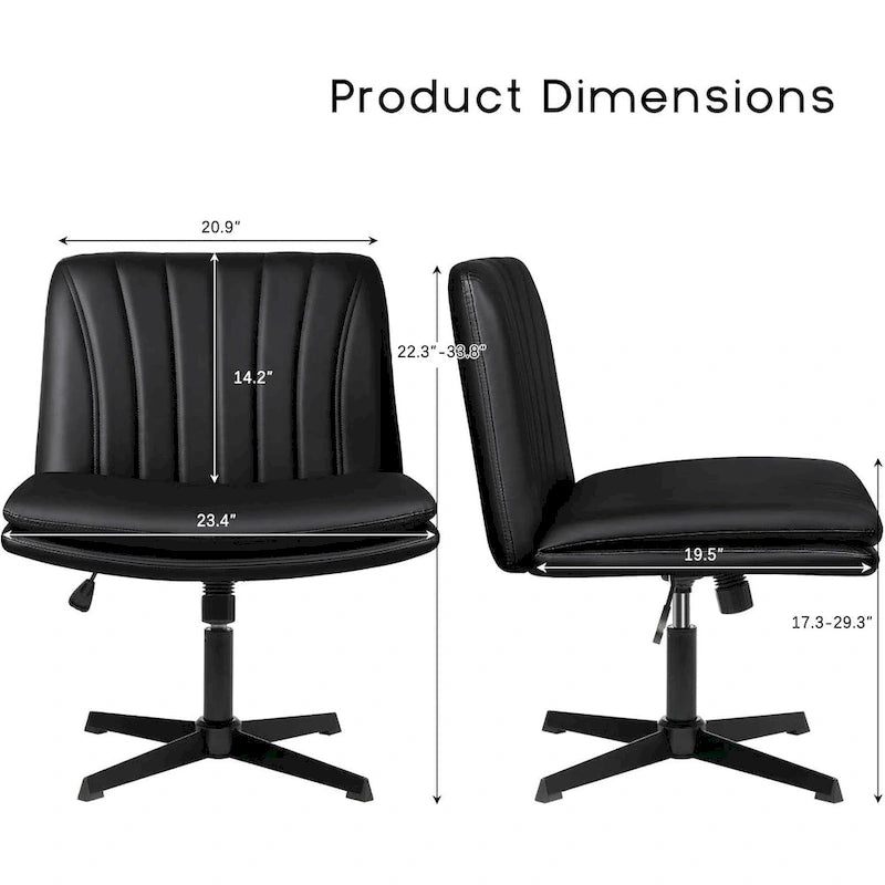 BOSSIN Chaise de Bureau sans Roues, Fauteuil de Bureau sans Accoudoirs en Cuir PU Rembourré Moderne Pivotant