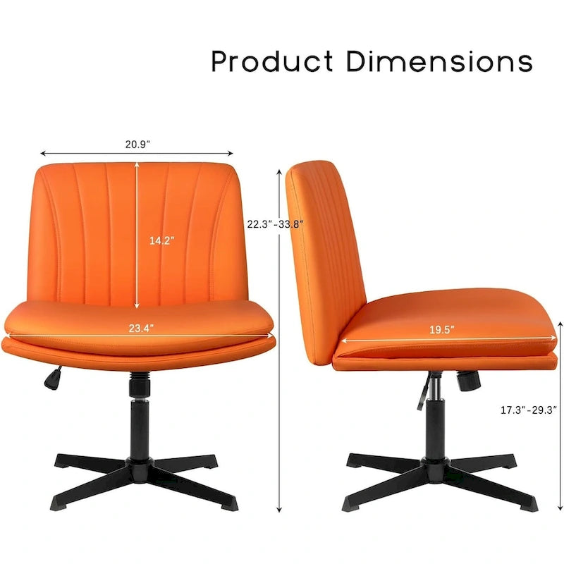 BOSSIN Chaise de Bureau sans Roues, Fauteuil de Bureau sans Accoudoirs en Cuir PU Rembourré Moderne Pivotant