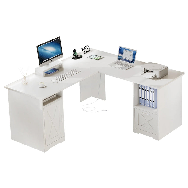 Bureau de jeu en L Moasis de 59 pouces avec support d'écran