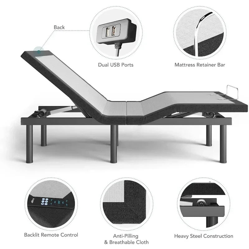 Lit ajustable massant à gravité zéro avec télécommande sans fil