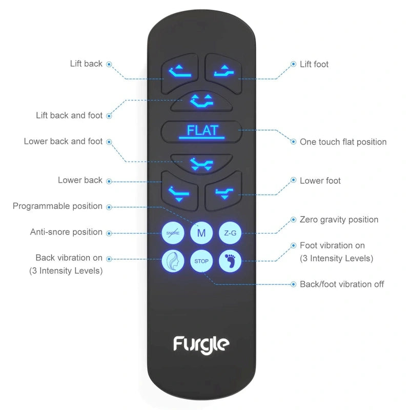 Lit ajustable massant à gravité zéro avec télécommande sans fil