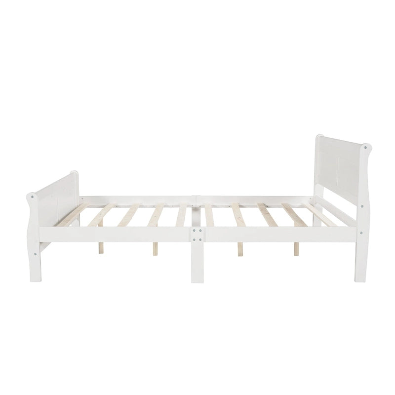 Lit plateforme en bois avec lattes de support et tête de lit