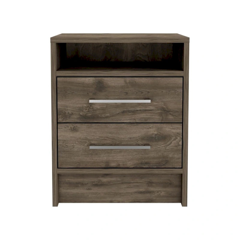 Table de chevet FM Furniture Philadelphia à deux tiroirs et étagère dissimulée
