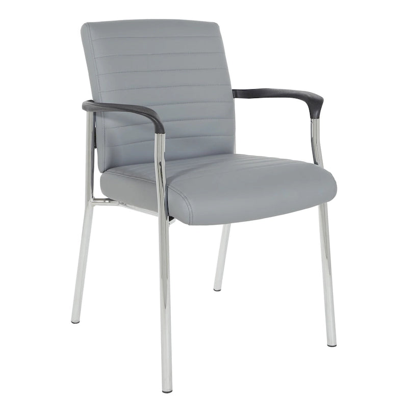 Chaise visiteur en similicuir et piétement chromé