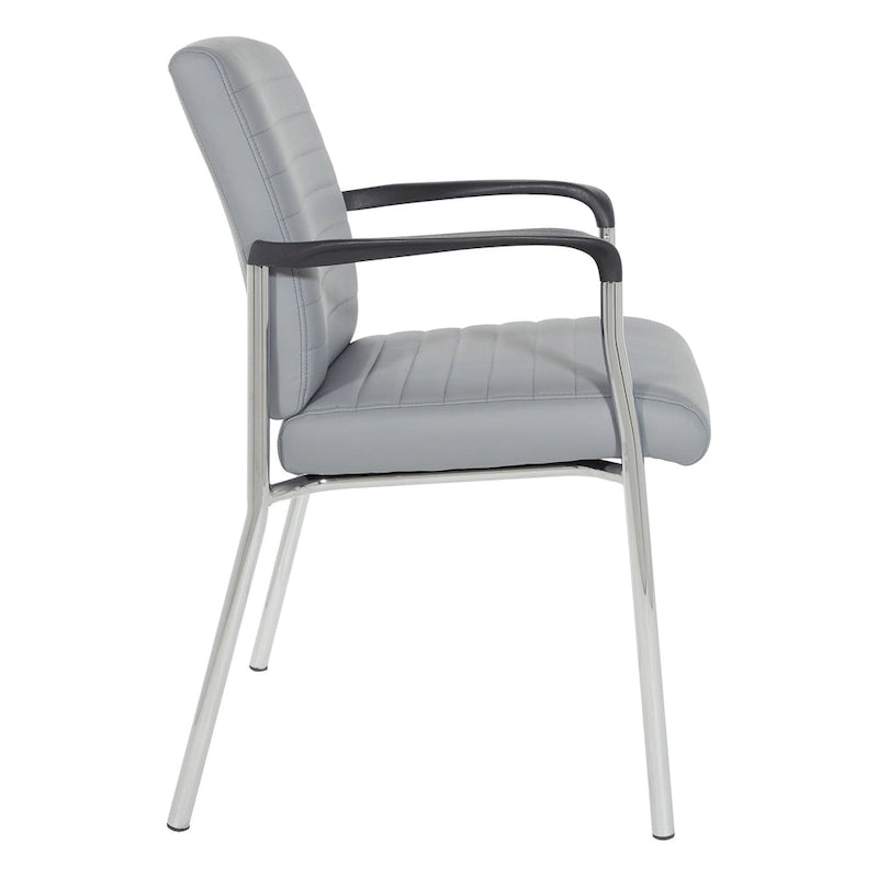 Chaise visiteur en similicuir et piétement chromé