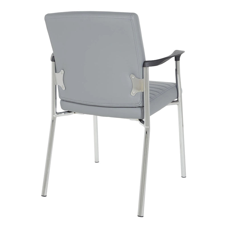 Chaise visiteur en similicuir et piétement chromé
