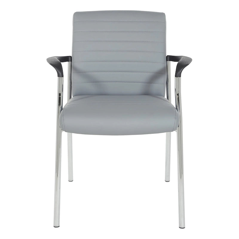 Chaise visiteur en similicuir et piétement chromé