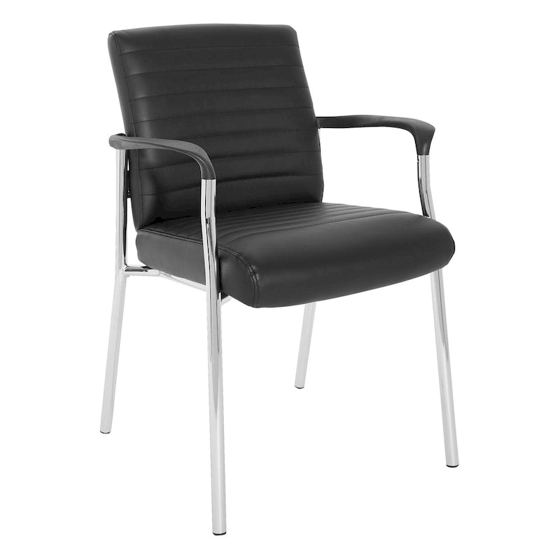 Chaise visiteur en similicuir et piétement chromé