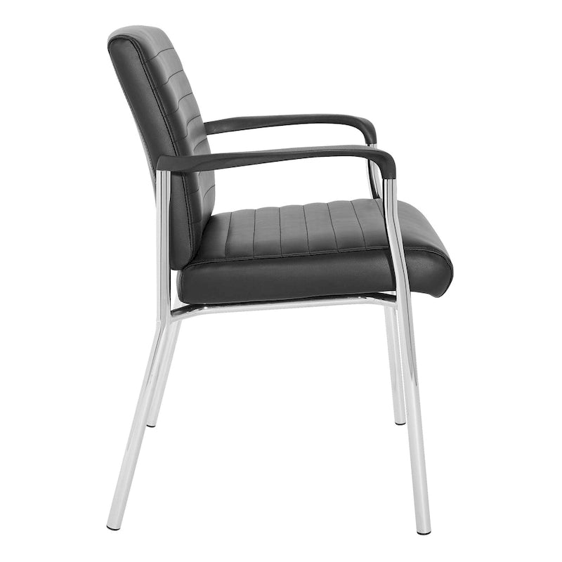 Chaise visiteur en similicuir et piétement chromé