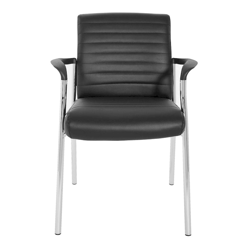 Chaise visiteur en similicuir et piétement chromé