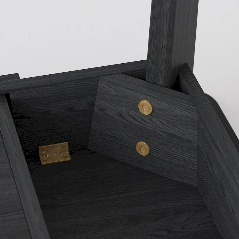 Bureau d'ordinateur en bois noir Timechee, bureau d'écriture de 119 cm avec 2 tiroirs
