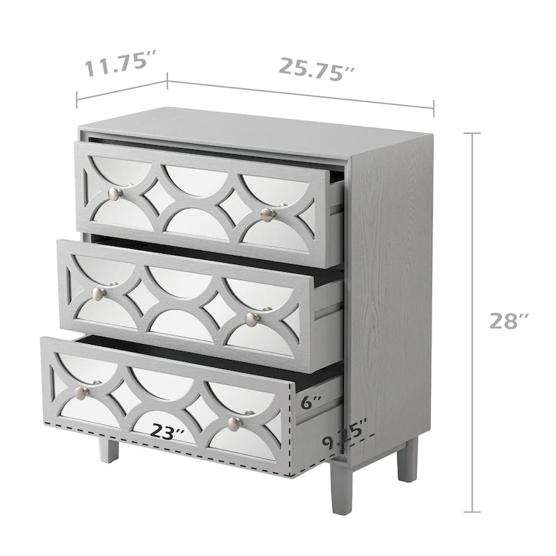COZAYH Table de chevet contemporaine à façade miroir, commode moderne pour chambre à coucher, salon, entrée