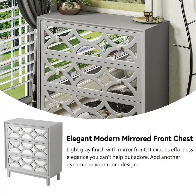 COZAYH Table de chevet contemporaine à façade miroir, commode moderne pour chambre à coucher, salon, entrée